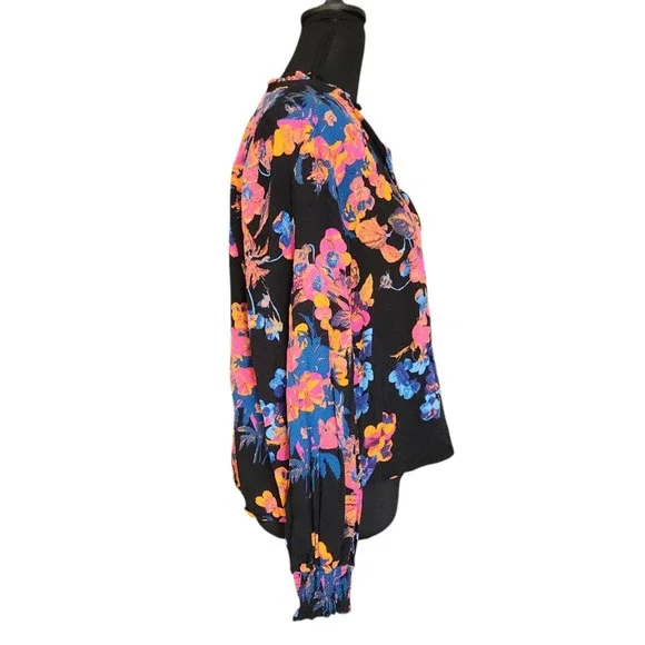 ANTHROPOLOGIE Maeve Colette Peasant Blouse Floral Ruffle Boho Black Small M $108 - Picture 4 of 10